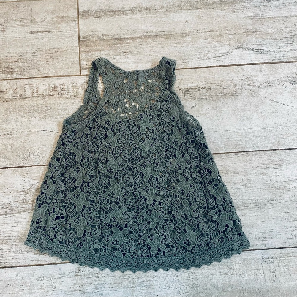 Ecote army green crocheted sleeveless top size XS